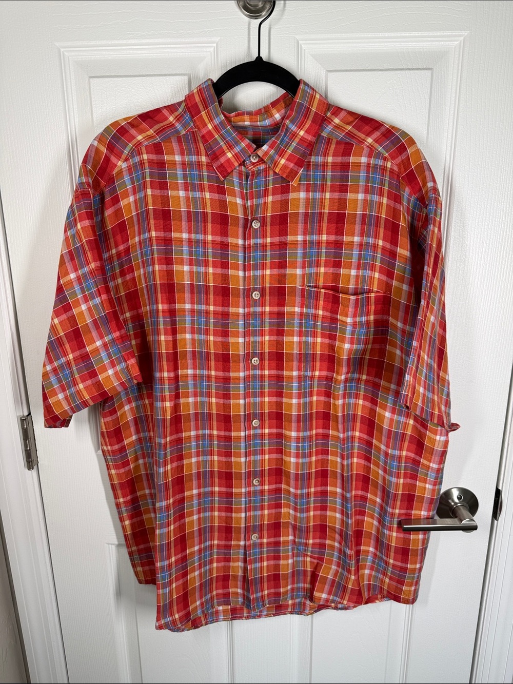 Talbots mens plaid button down casual shirt size Large